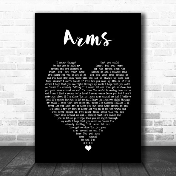 Christina Perri Arms Black Heart Song Lyric Quote Music Print