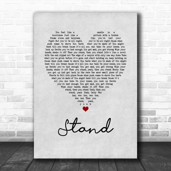 Rascal Flatts Stand Grey Heart Song Lyric Quote Music Print
