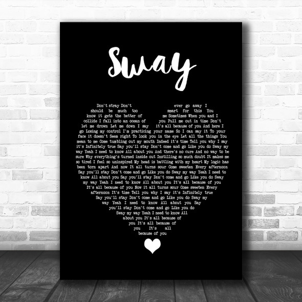 Bic Runga Sway Black Heart Song Lyric Quote Music Print