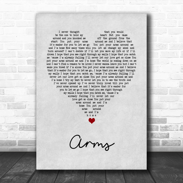 Christina Perri Arms Grey Heart Song Lyric Quote Music Print