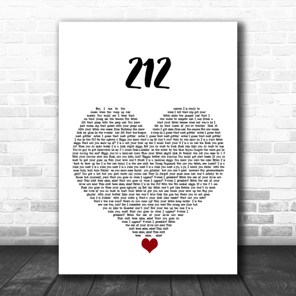 Azealia Banks 212 White Heart Song Lyric Quote Music Print