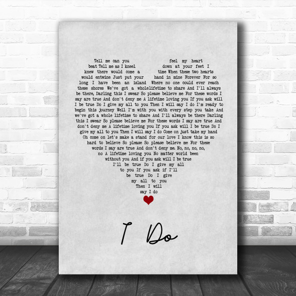 Westlife I Do Grey Heart Song Lyric Quote Music Print