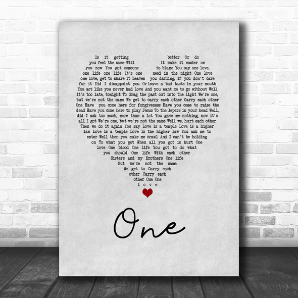 Mary J Blige feat. U2 One Grey Heart Song Lyric Quote Music Print