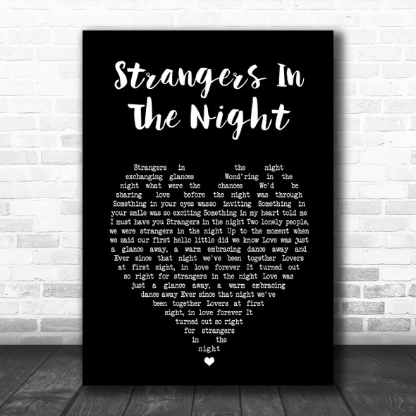 Frank Sinatra Strangers In The Night Black Heart Song Lyric Wall Art Print