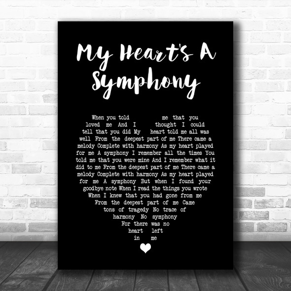 Gary Lewis & The Playboys My Heart's A Symphony Black Heart Song Lyric Wall Art Print