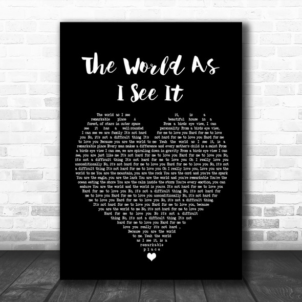 Jason Mraz The World As I See It Black Heart Song Lyric Wall Art Print