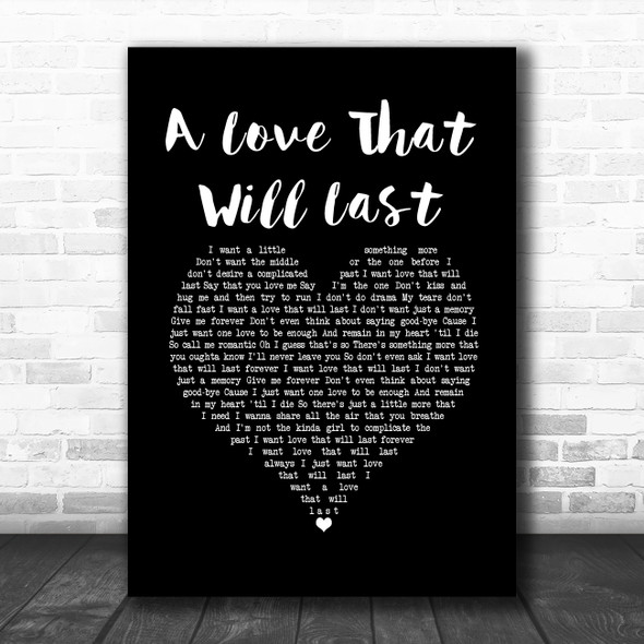 Renee Olstead A Love That Will Last Black Heart Song Lyric Wall Art Print