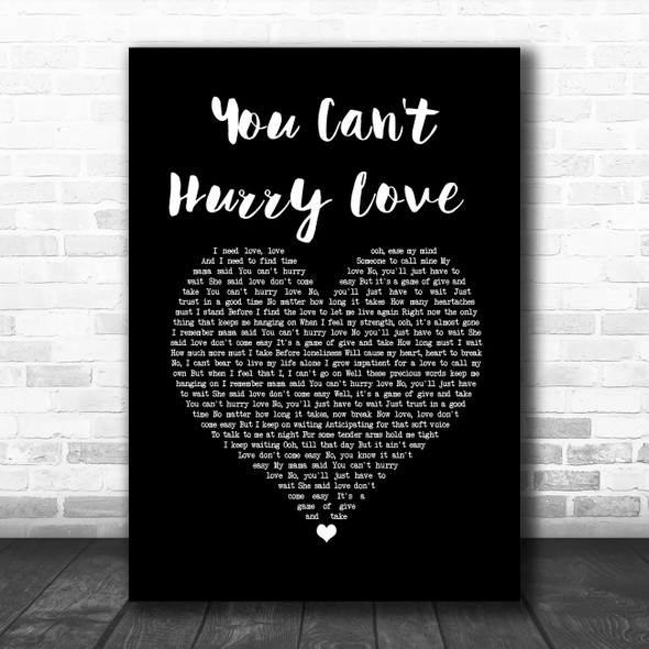 Phil Collins You Can't Hurry Love Black Heart Song Lyric Wall Art Print