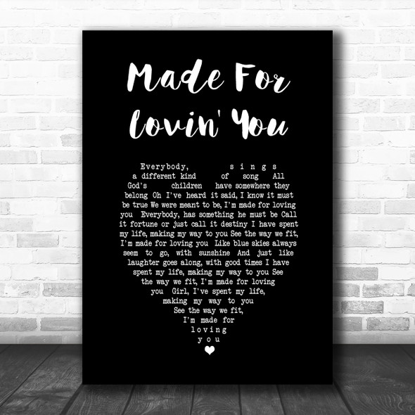 Doug Stone Made For Lovin' You Black Heart Song Lyric Wall Art Print