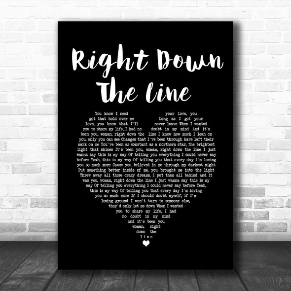Gerry Rafferty Right Down The Line Black Heart Song Lyric Wall Art Print