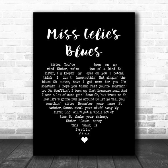 Quincy Jones Miss Celie's Blues Black Heart Song Lyric Wall Art Print