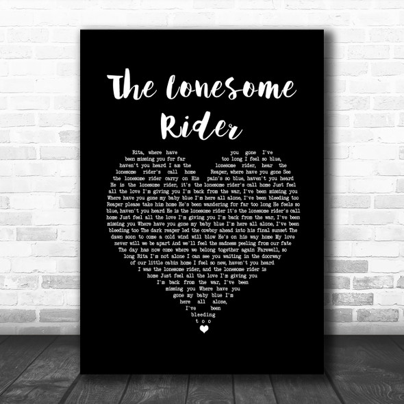 Volbeat The Lonesome Rider Black Heart Song Lyric Wall Art Print