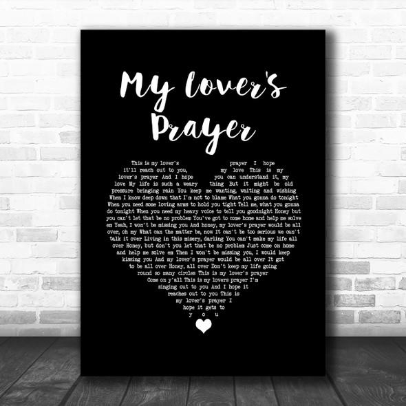 Otis Redding My Lover's Prayer Black Heart Song Lyric Wall Art Print