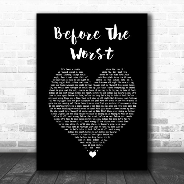 The Script Before The Worst Black Heart Song Lyric Wall Art Print