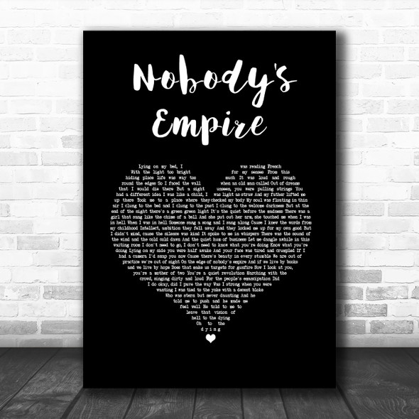 Belle & Sebastian Nobody's Empire Black Heart Song Lyric Wall Art Print