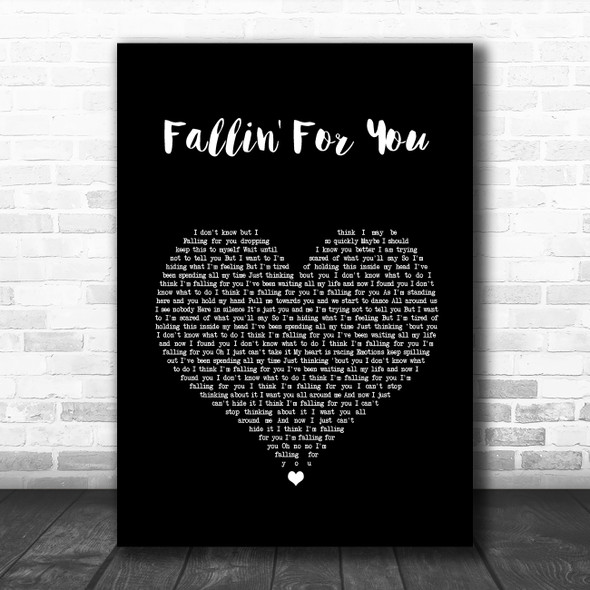 Colbie Caillat Fallin' For You Black Heart Song Lyric Wall Art Print