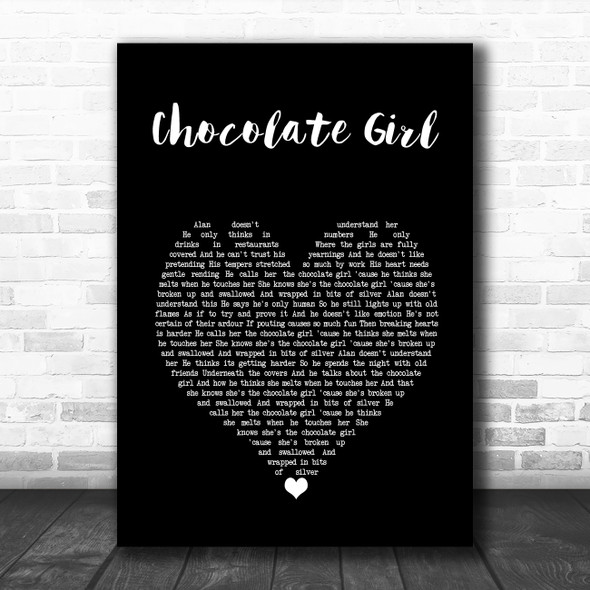Deacon Blue Chocolate Girl Black Heart Song Lyric Wall Art Print