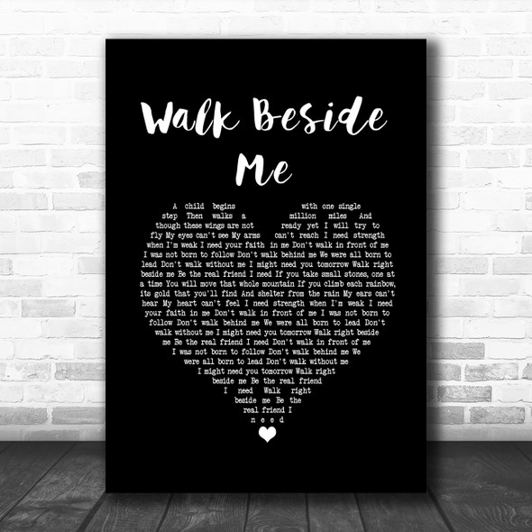 Celtic Woman Walk Beside Me Black Heart Song Lyric Wall Art Print