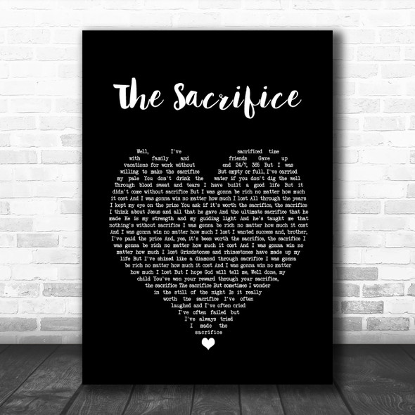 Dolly Parton The Sacrifice Black Heart Song Lyric Wall Art Print