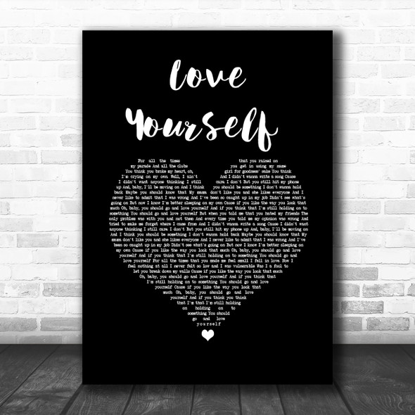 Justin Bieber Love Yourself Black Heart Song Lyric Wall Art Print