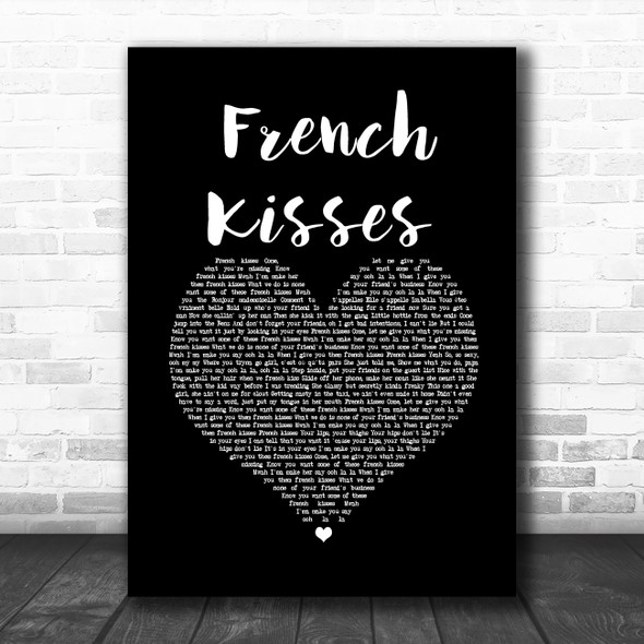 ZieZie feat. Aitch French Kisses Black Heart Song Lyric Wall Art Print