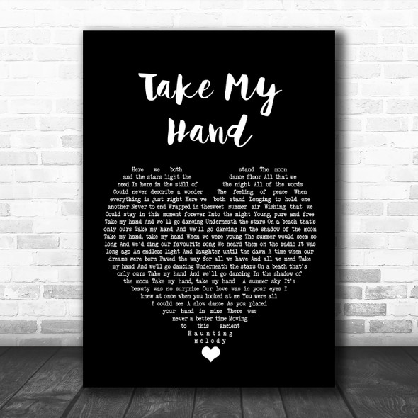 Skerryvore Take My Hand Black Heart Song Lyric Wall Art Print