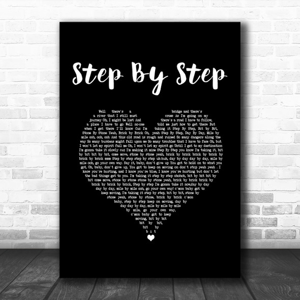 Whitney Houston Step By Step Black Heart Song Lyric Wall Art Print