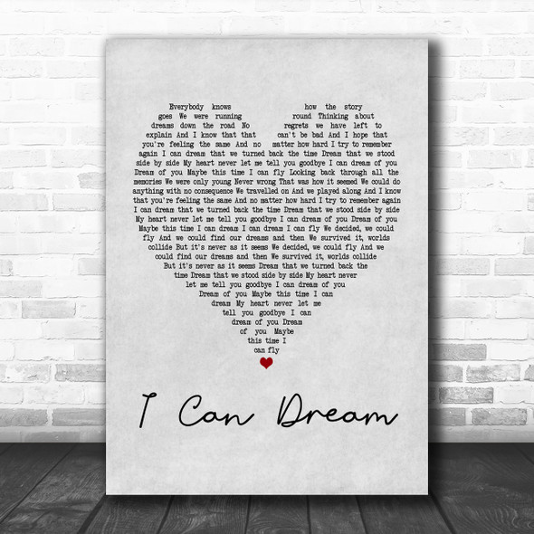 Boyzone I Can Dream Grey Heart Song Lyric Music Wall Art Print