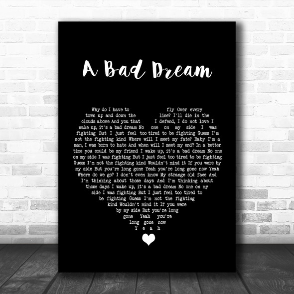 Keane A Bad Dream Black Heart Song Lyric Wall Art Print