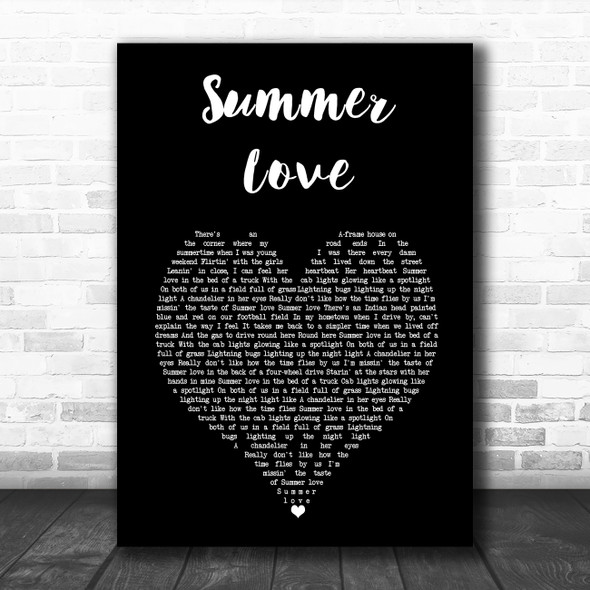 Upchurch Summer Love Black Heart Song Lyric Wall Art Print