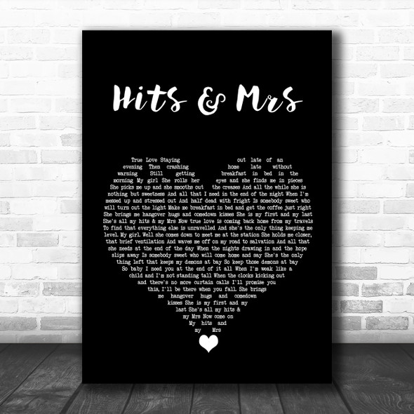 Frank Turner Hits & Mrs Black Heart Song Lyric Wall Art Print