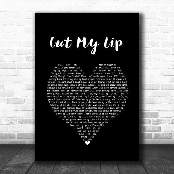 Twenty One Pilots Cut My Lip Black Heart Song Lyric Wall Art Print