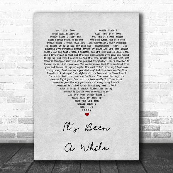 Staind It's Been A While Grey Heart Song Lyric Music Wall Art Print