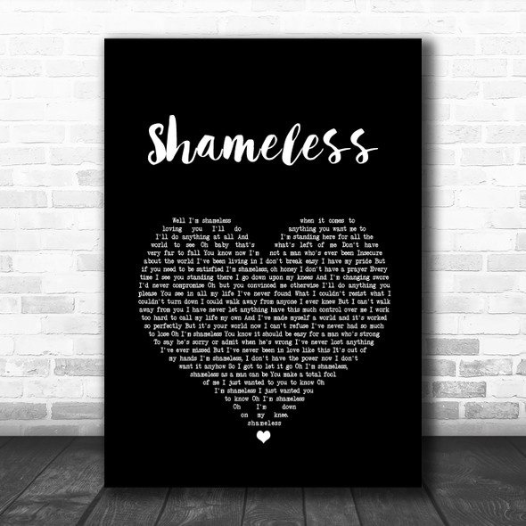 Garth Brooks Shameless Black Heart Song Lyric Wall Art Print