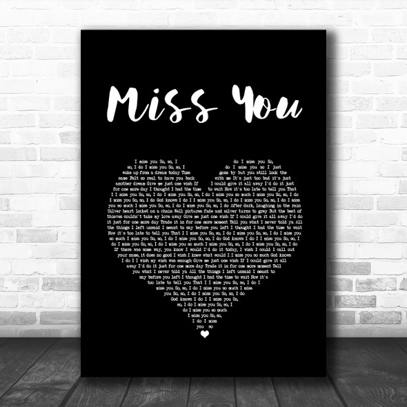 Nickelback Miss You Black Heart Song Lyric Wall Art Print