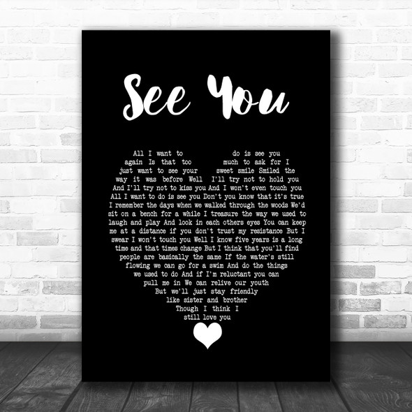 Depeche Mode See You Black Heart Song Lyric Wall Art Print