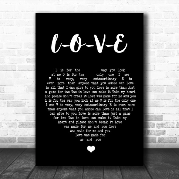 Frank Sinatra L-O-V-E Black Heart Song Lyric Wall Art Print
