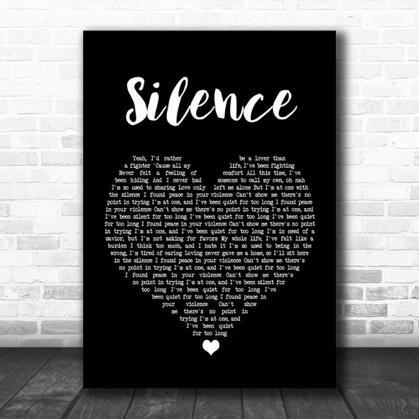 Marshmello ft Khalid Silence Black Heart Song Lyric Wall Art Print