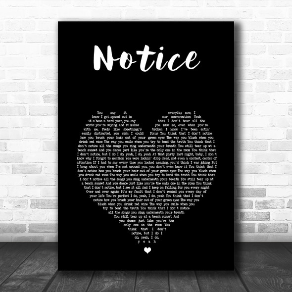 Thomas Rhett Notice Black Heart Song Lyric Wall Art Print