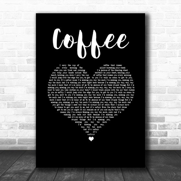 Tori Kelly Coffee Black Heart Song Lyric Wall Art Print