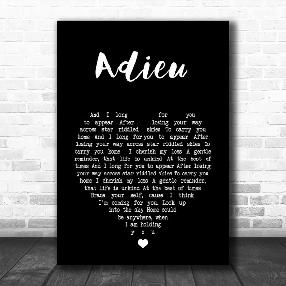 Enter Shikari Adieu Black Heart Song Lyric Wall Art Print