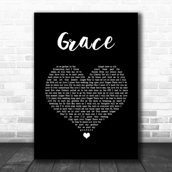 The Wolfe Tones Grace Black Heart Song Lyric Wall Art Print