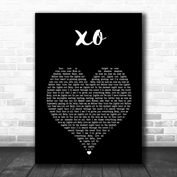 Beyonce XO Black Heart Song Lyric Wall Art Print