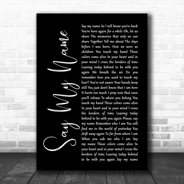 Within Temptation Say My Name Black Script Song Lyric Wall Art Print