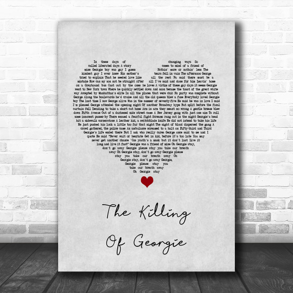 Rod Stewart The Killing Of Georgie Grey Heart Song Lyric Music Wall Art Print