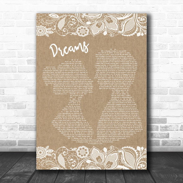 The Cranberries Dreams Burlap & Lace Song Lyric Wall Art Print