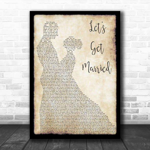 The Proclaimers Let's Get Married Man Lady Dancing Song Lyric Wall Art Print