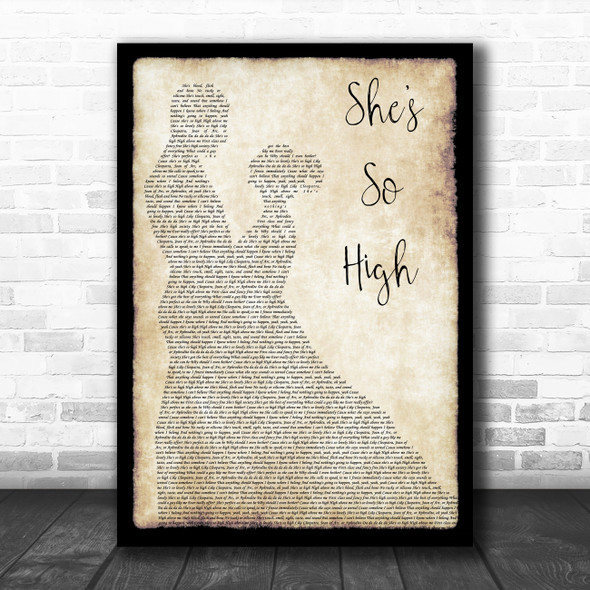 Tal Bachman She's So High Man Lady Dancing Song Lyric Wall Art Print