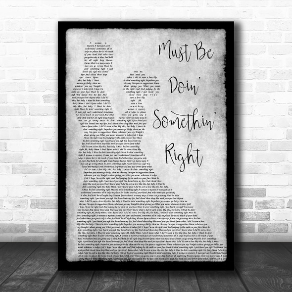 Billy Currington Must Be Doin' Somethin' Right Grey Man Lady Dancing Song Lyric Wall Art Print