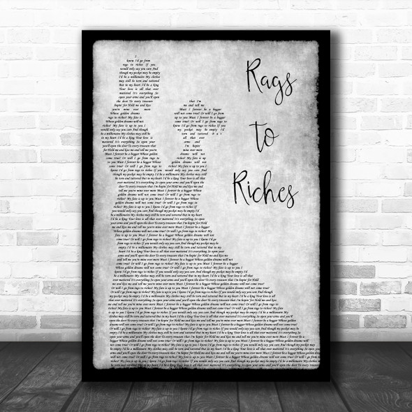 Elvis Presley Rags To Riches Grey Man Lady Dancing Song Lyric Wall Art Print